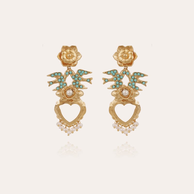 Lovebirds earrings small size gold 