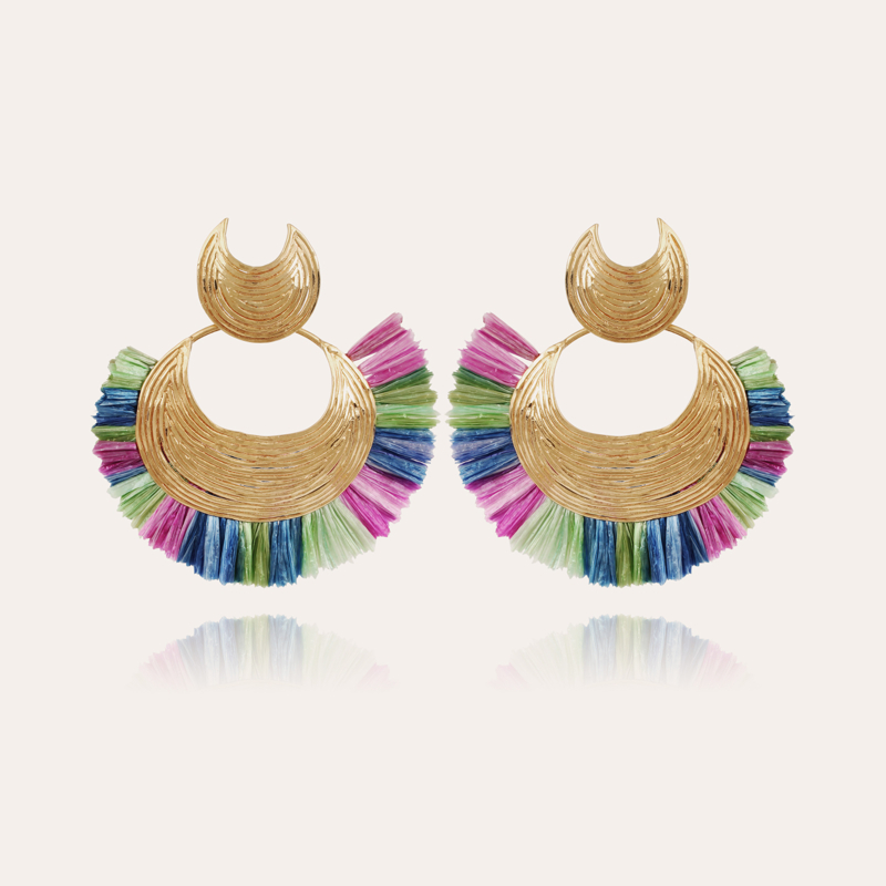 Luna Wave raffia earrings gold