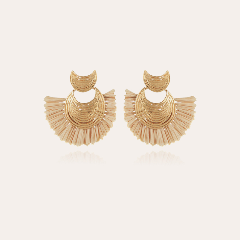 Luna Wave raffia earrings mini gold