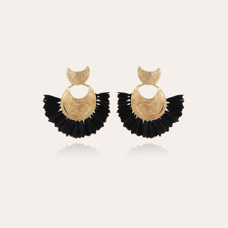 Luna Wave raffia earrings mini gold