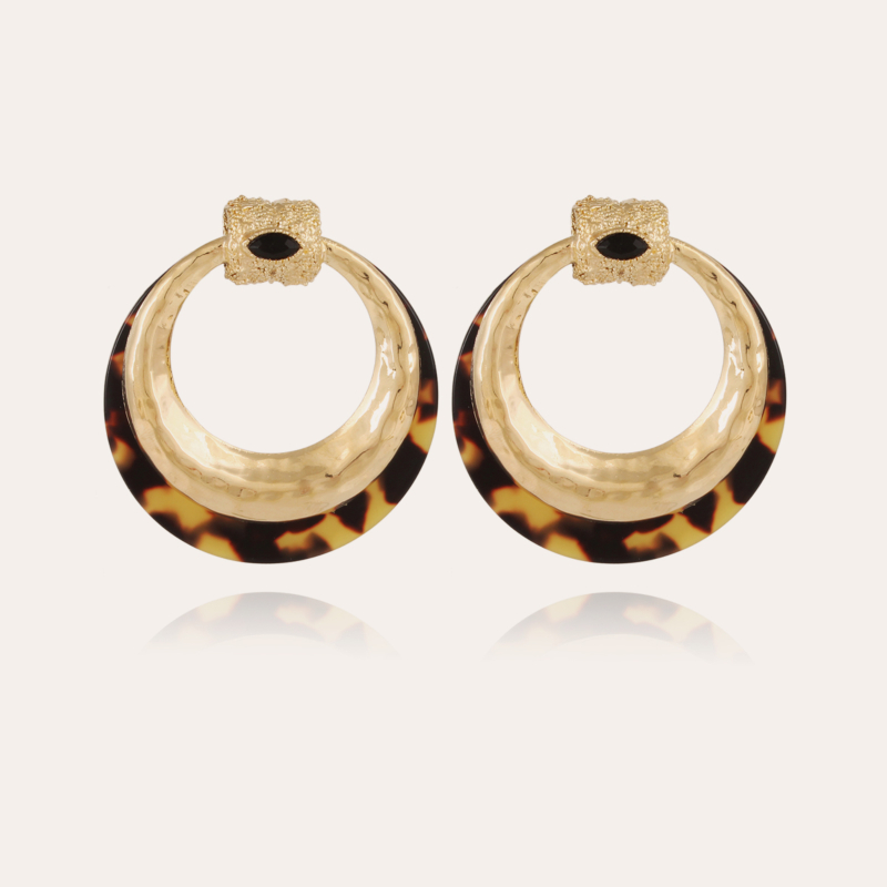 Meknes earrings acetate gold - Tortoise