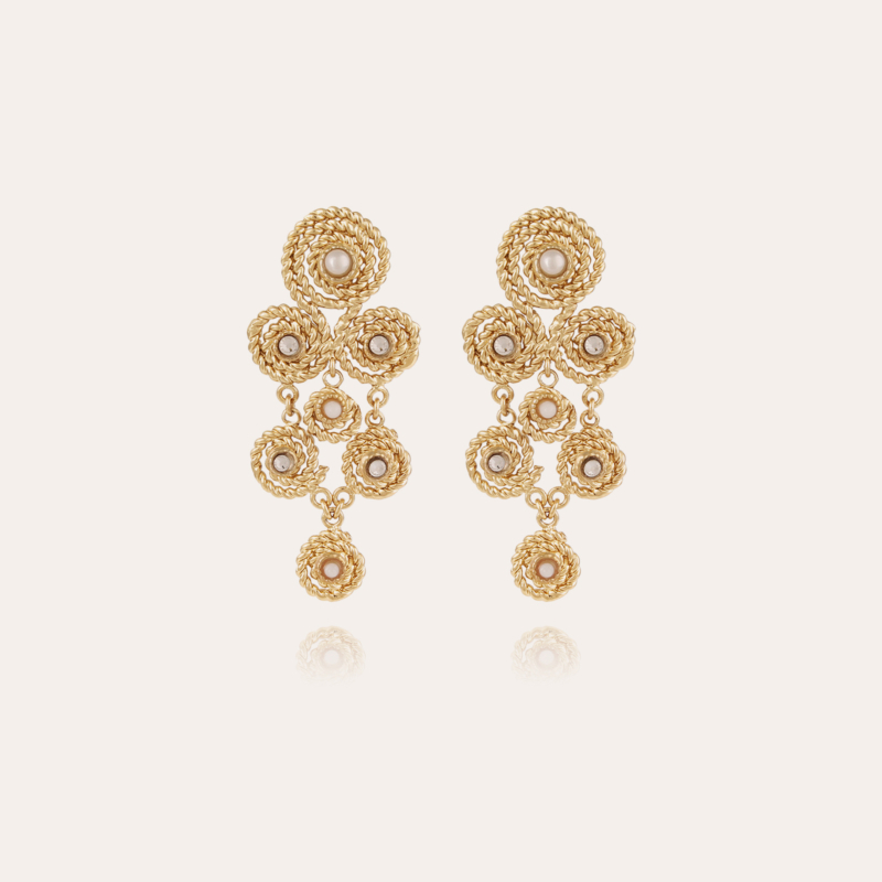 Mistral earrings small size gold - White Mother-of-pearl & strass