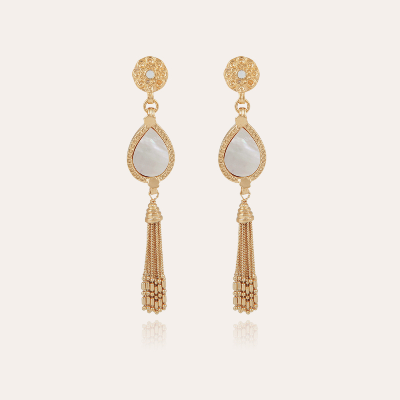 Naomi earrings gold - White Mother-of-pearl