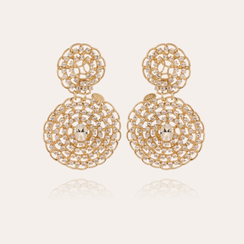 Onde Gourmette strass earrings small size gold