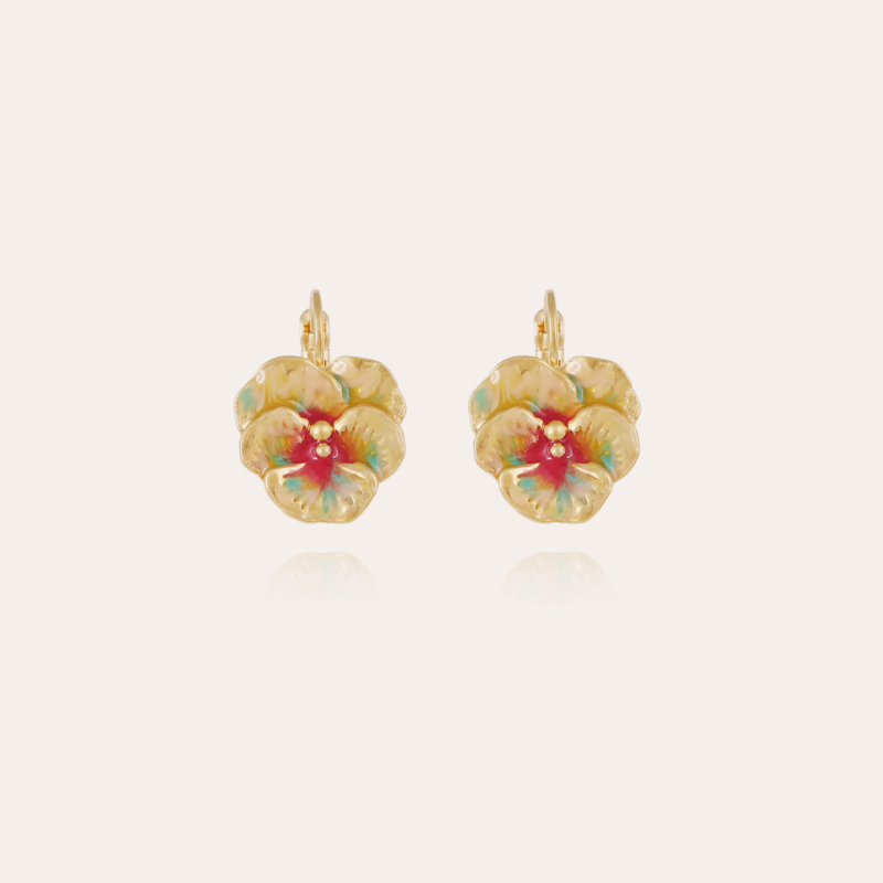 Pensee enamel earrings small size gold