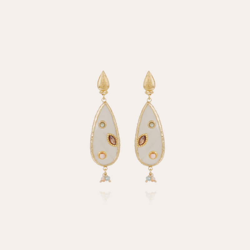 Serti Pierrot earrings gold - White Mother-of-pearl