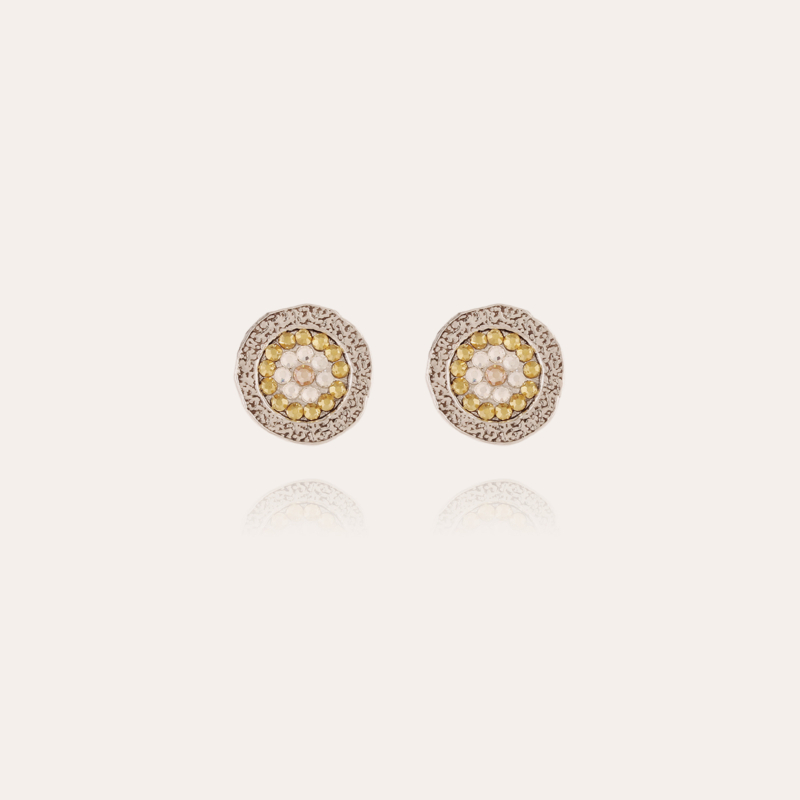 Illusion strass studs earrings gold
