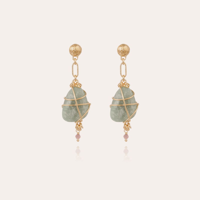 Rainbow earrings small size gold - Amazonite