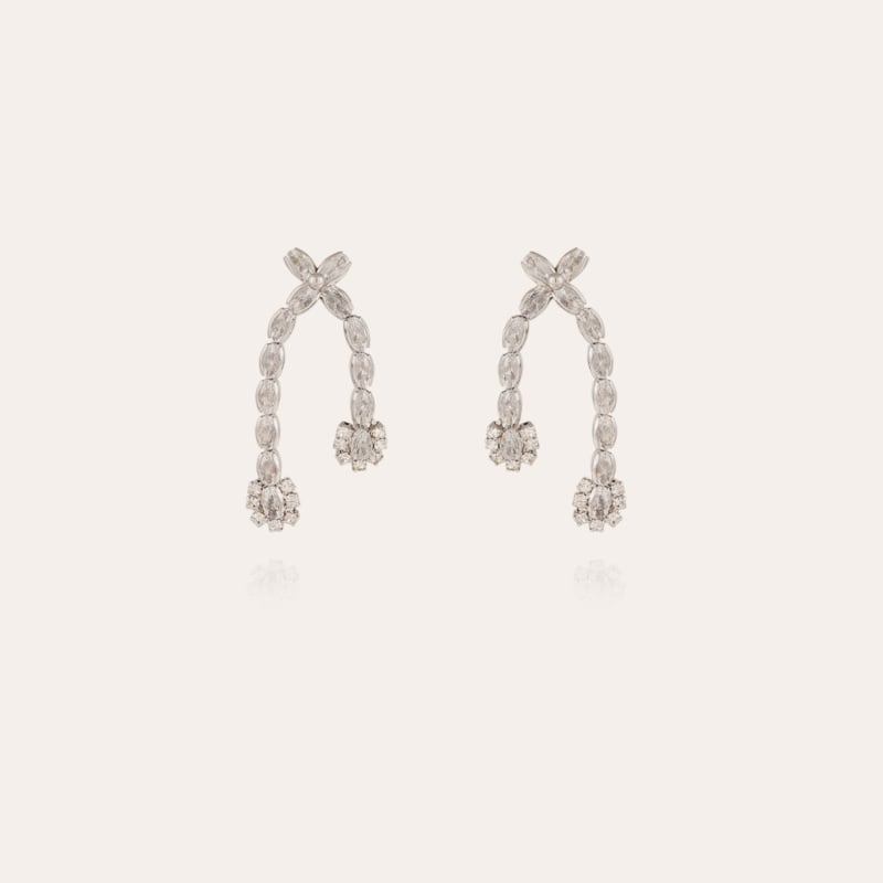 Riviera asymétrique earrings small size rhodium finish