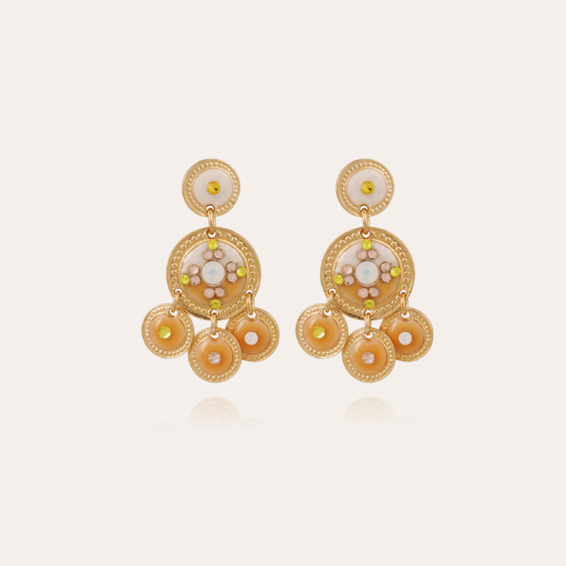 Sequin two rows earrings gold