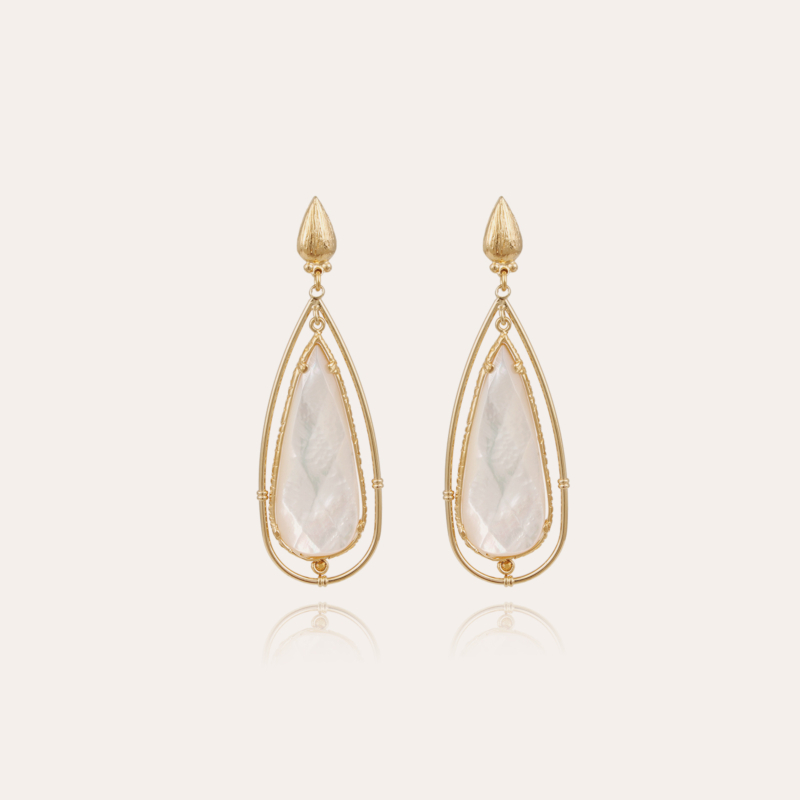 Serti Cage earrings large size gold - White Mother-of-pearl