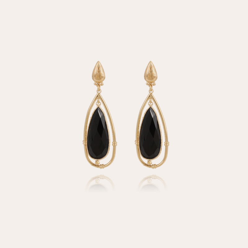 Serti Cage earrings small size gold - Black Onyx