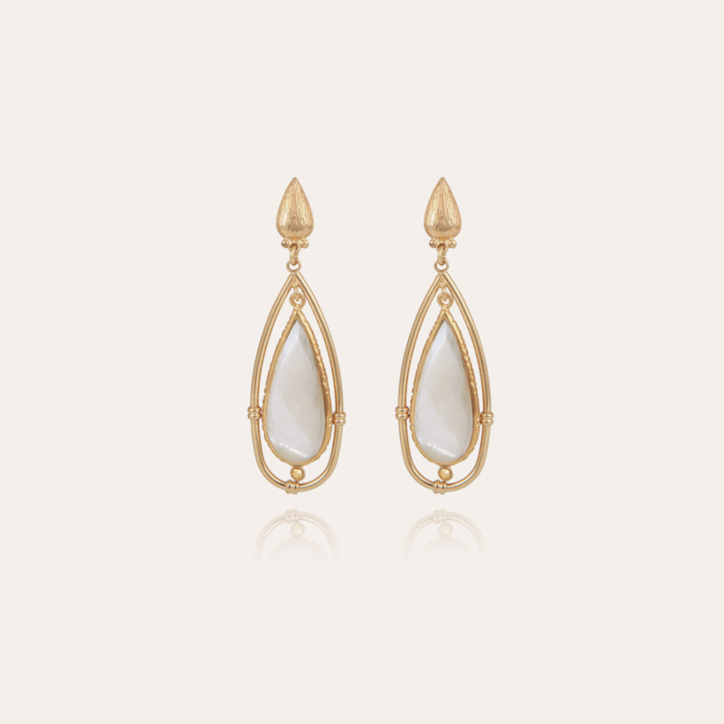 Serti Cage earrings small size gold - White Mother-of-pearl