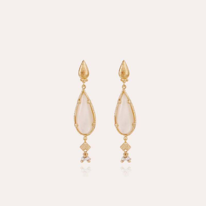 Serti Goutte earrings small size gold - White Mother-of-pearl