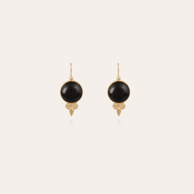 Serti earrings gold - Black Onyx 