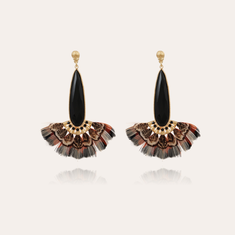 Serti Paon earrings gold - Exclusive piece (3 pieces)