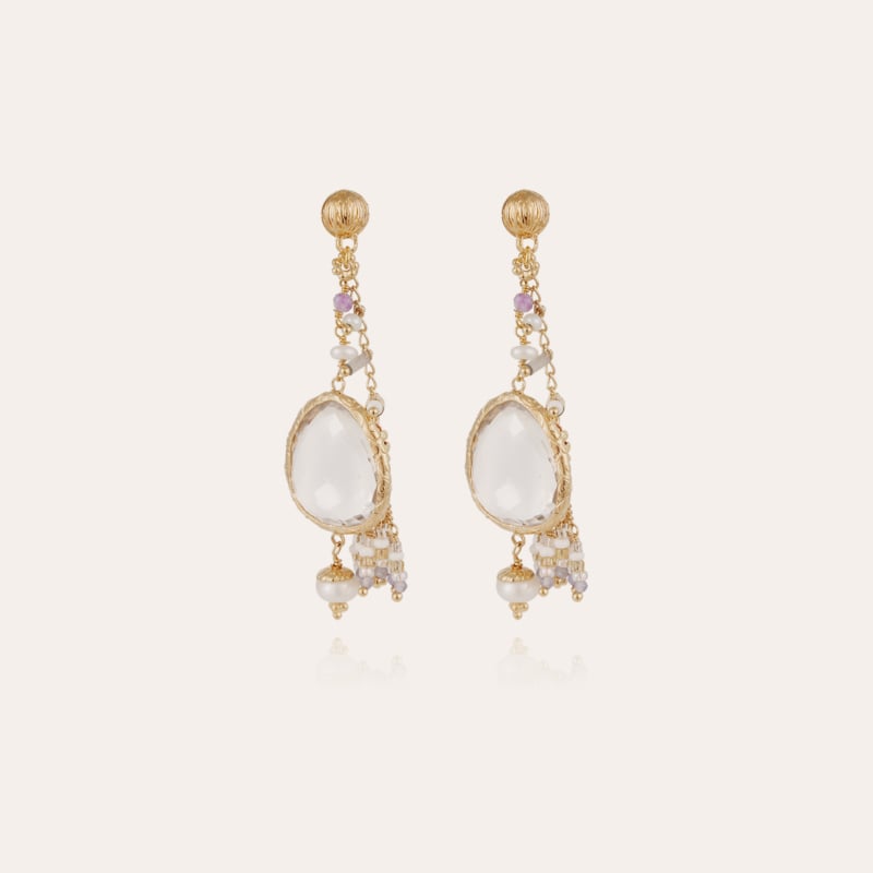 Serti Pondicherie earrings small size gold - Crystal