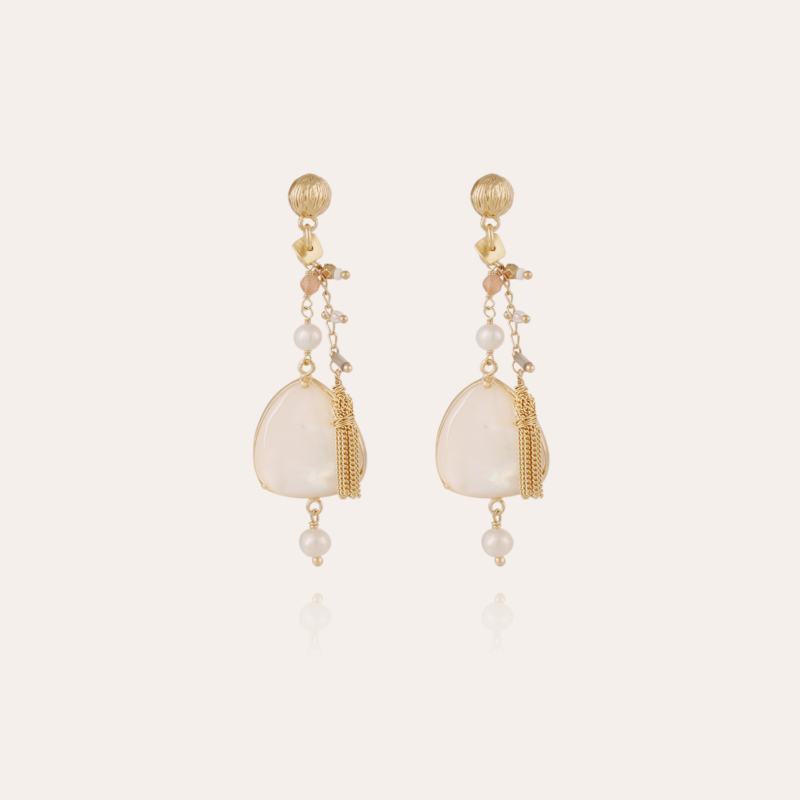 Serti Pondicherie earrings small size gold - White Mother-of-pearl