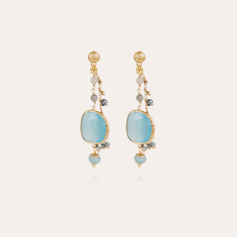 Serti Pondicherie earrings small size gold - Blue Calci