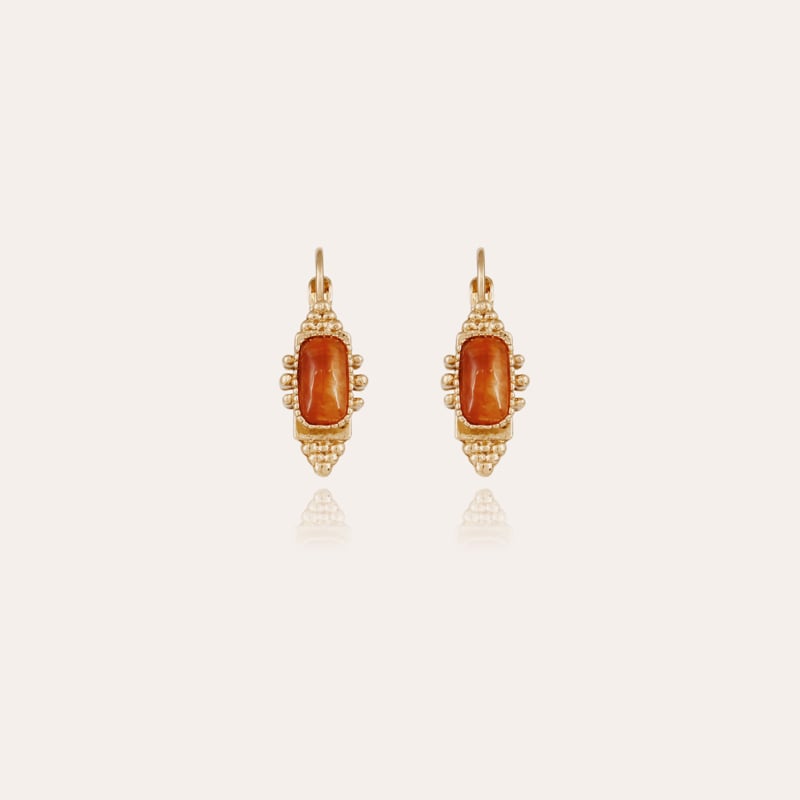 Serti Talisman earrings small size gold - Carnelian
