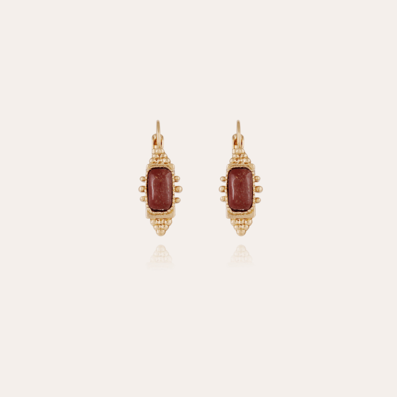Serti Talisman earrings small size gold - Red Jasper