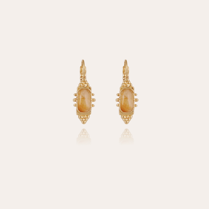 Boucles d'oreilles Serti Talisman petit modèle dorées - Hématoïde jaune