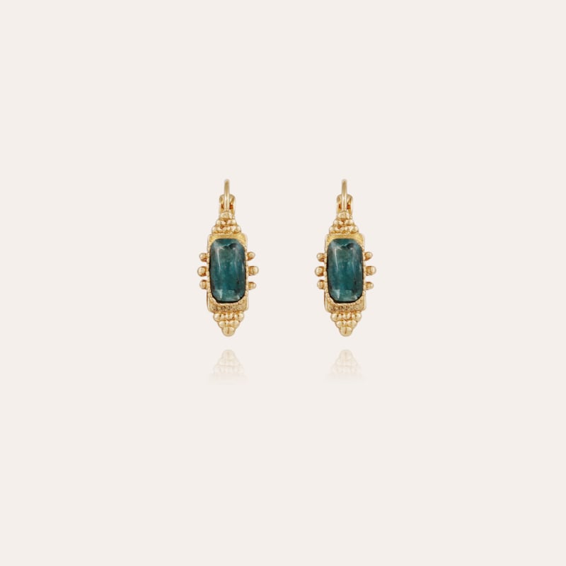 Serti Talisman earrings small size gold - Blue Apatite