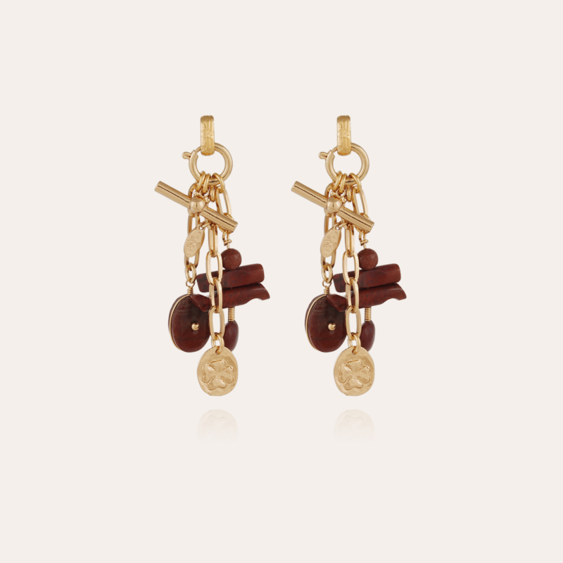 Sueno earrings gold - Red Jasper