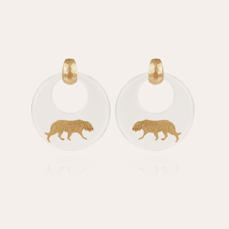 Tiger earrings acetate gold - Clear