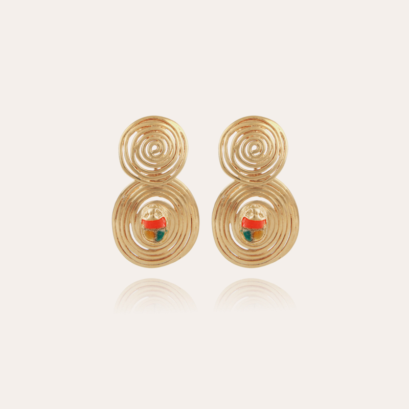 Wave Scaramouche enamel earrings small size gold