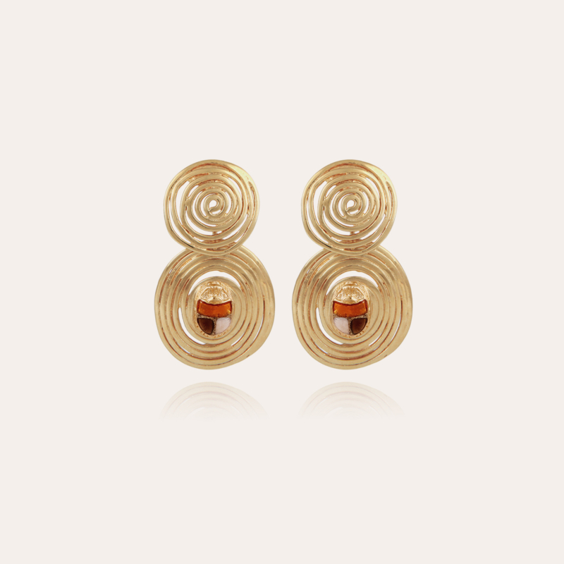 Wave Scaramouche enamel earrings small size gold 