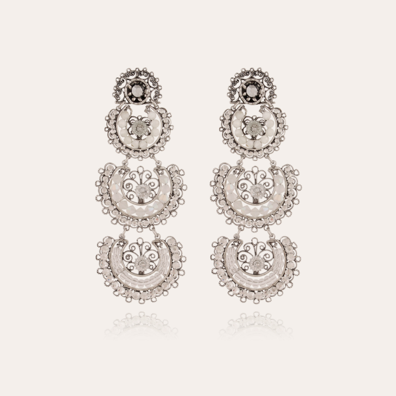 Yuca 3 rows earrings silver