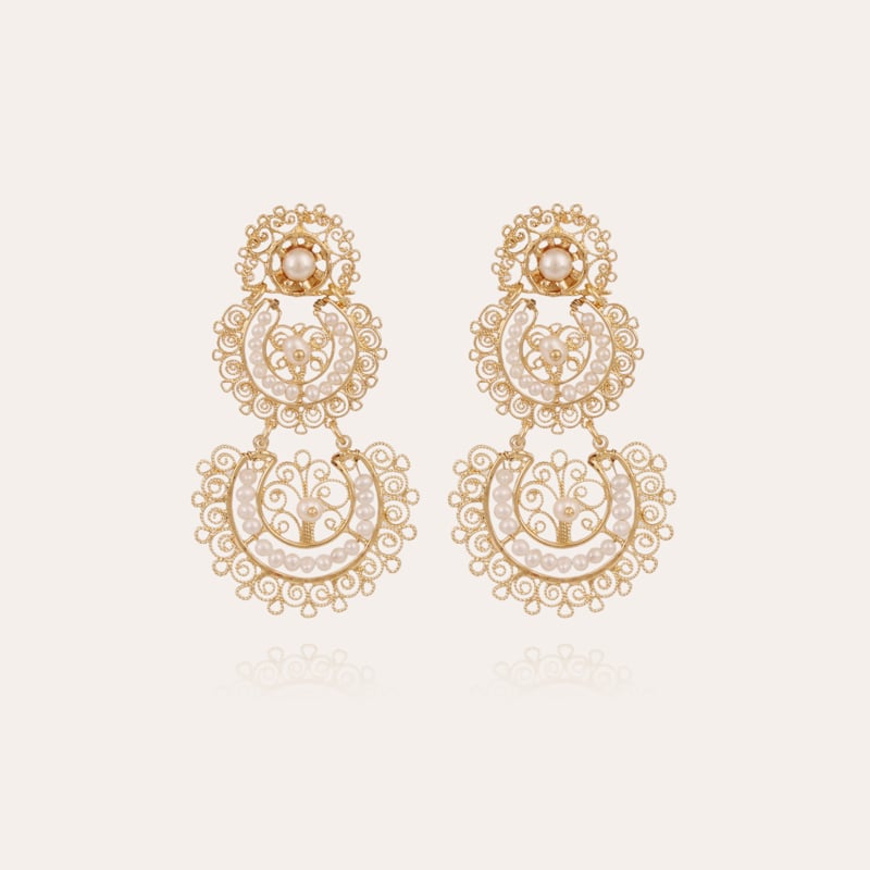Yuca 2 rows earrings gold