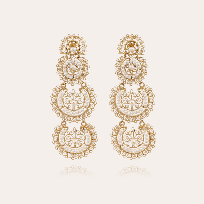 Yuca 3 rows earrings gold