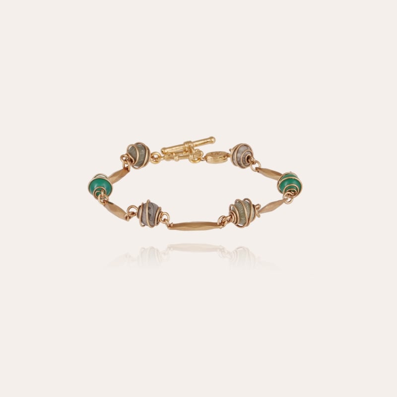 Perla Serti bracelet - Aventurine & Grey Agate