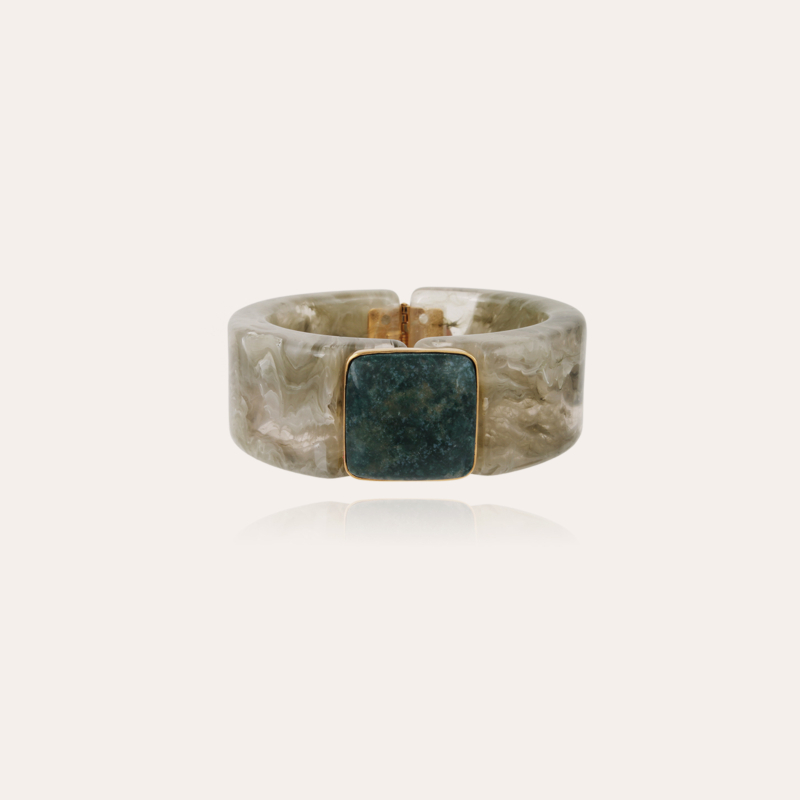 Arty Bis bracelet acetate gold - Verdigris - Green Jasper - Exclusive piece (4 pieces)