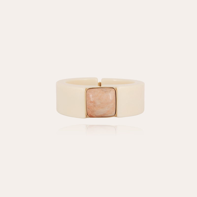 Arty bis bracelet acetate gold - Ivory - Pink Calcite