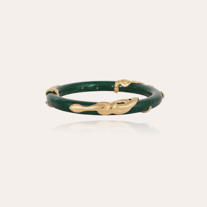 Cobra jonc bracelet acetate gold - Emerald