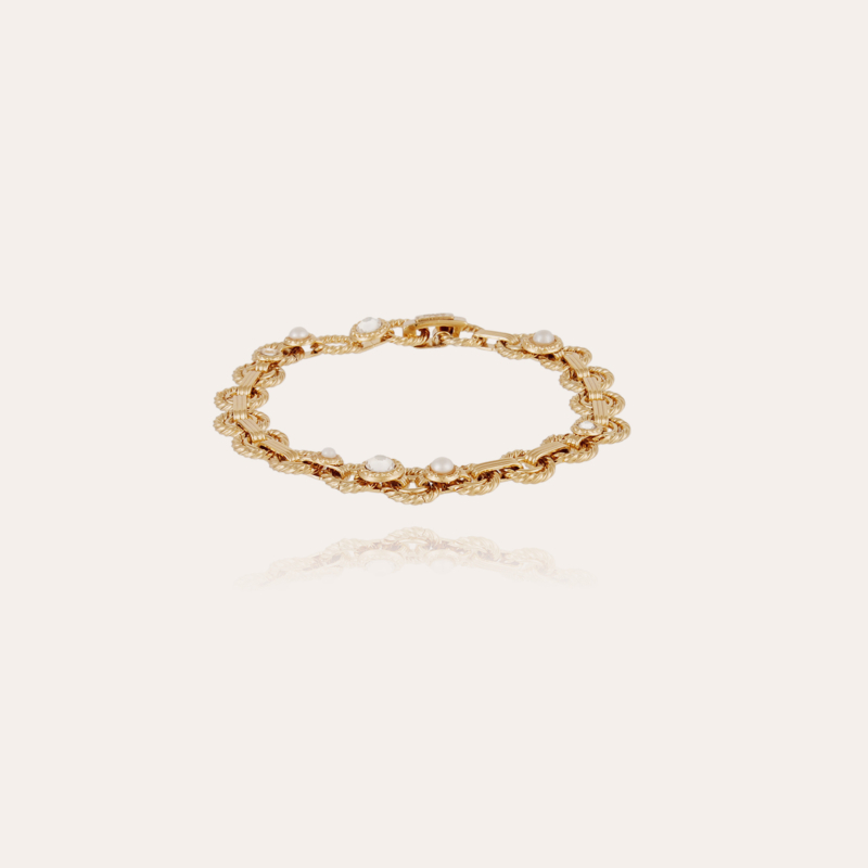 Mistral bracelet gold - White Mother-of-pearl & strass