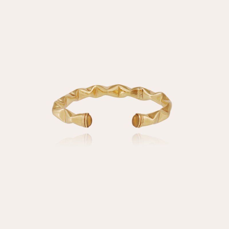 Moki cabochons bangle bracelet gold