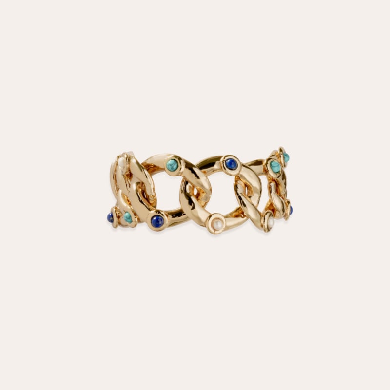 Mitsi bracelet - Lapis, Turquoise & White Mother-of-pearl