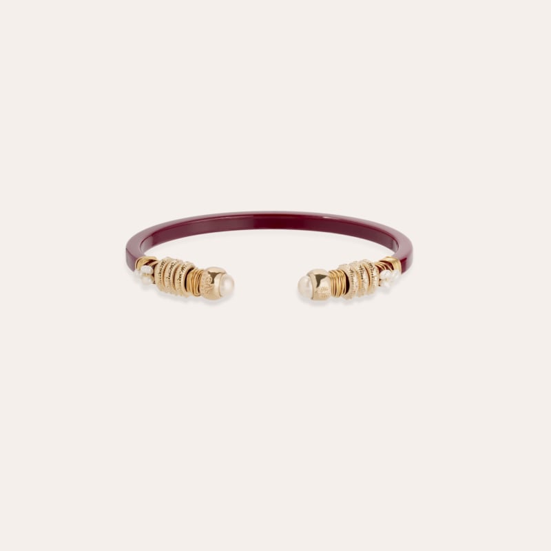 Sari bracelet acetate - Red - Cultured pearl