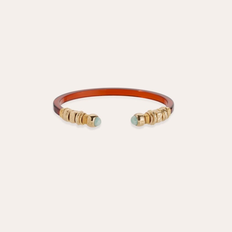 Sari bracelet acetate - Amber - Amazonite