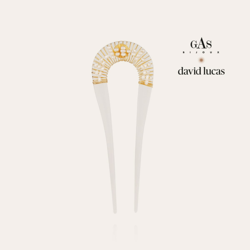 Caliste David Lucas hair jewelry small size acetate gold - Clear