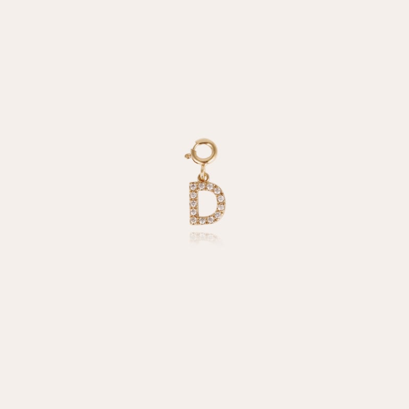 Lettre D charms strass gold