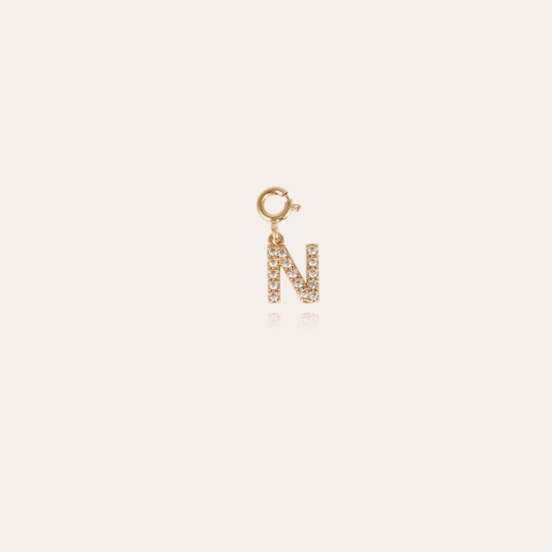 Lettre N charms strass gold