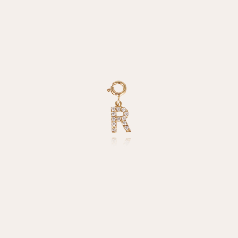 Lettre R charms strass gold