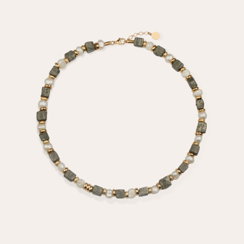 Jamie necklace - White Mother-of-pearl & Pyrite