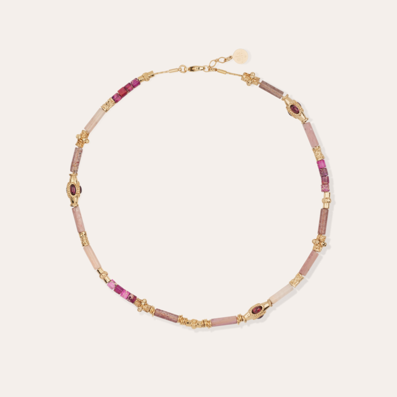 Kali Bis necklace - Pink Quartz & Amethyst