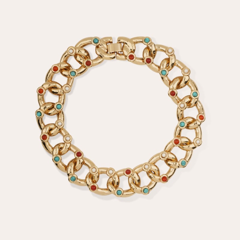 Mitsi necklace - Carnelian, Turquoise & white Mother-of-pearl